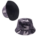 Detail view of the ink-wash print bucket hat showing the interior black lining and fabric - Adjustable / Camouflage Print