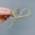 Golden wheat-shaped hair claw clip with rhinestones for elegant hairstyles - Classic Scissor Rhinestone