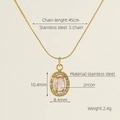 Collier en acier inoxydable doré 18 carats avec pendentif zircon rose et maille en S - Collier Doré-Zirconium Rose