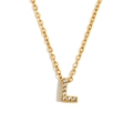 Collana minimalista placcata oro 18K con ciondolo a lettera 'L' e cristalli - Oro - Lettera L