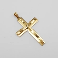 Polished golden stainless steel wavy cross pendant with minimalist punk style for jewelry - Pendant Only / Gold