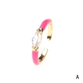 Adjustable gold ring with pink enamel and marquise-cut crystal centerpiece - Marquise / Rose Red