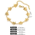 Minimalist gold star stainless steel bracelet with measurement data and detailed specs - Pentagram