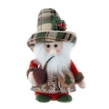 Standing Santa figurine with plaid hat holding a pipe Christmas decoration - Santa Claus