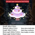 Pink cartoon Christmas tree window sticker with size guide and UV static printing - Small Size【40*50CM】