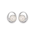 Orecchini a perno geometrici in argento S925 con pietra opale e dettaglio in perla - Argento 925 / Madreperla Oro Bianco (Con Chiusura in Argento)