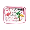 Transparent PVC makeup bag with pink zipper and flamingo summer pattern - 011-Summer Holiday Clear