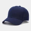 Detail of navy blue cotton twill baseball cap with reinforced stitching and ventilation holes - Navy Blue