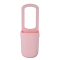 Adjustable pink silicone cup holder for strollers and bikes on a white background - Light Pink