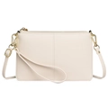 Sac bandoulière chic en cuir grainé blanc cassé avec d'élégantes finitions dorées - Blanc Cassé