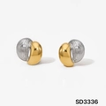 Minimalistische 316 Edelstahl Ohrstecker mit gold-silbernem Kugeldesign und Kontrast - Gold Silber Zweifarbig Gebürstet Poliert Spleißen Stil (SD3336)