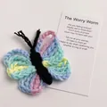Handmade crochet butterfly worry worm in pastel colors with healing gift card - Rainbow Butterfly