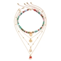 Christmas layered choker with colorful polymer clay beads and festive gold charms - 4-Layer Christmas Pendant Style-3