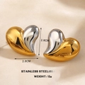 Zweifarbige Herzohrringe aus gold- und silbernem Edelstahl in 2,8 cm Größe - Zweifarbiger Gespleißter Herzstil (977)