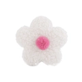 Close-up of 8cm plush teddy fleece flower accessory with white petals and pink center - 8cm Double-sided (Teddy Velvet) / Off-white Pink Ball