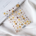 Detail of TS-112 nail stickers with 3D yellow floral and bee embroidery patterns - TS-112 Embroidery Garden