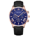 Cronografo da uomo con quadrante blu, cassa in oro rosa e cinturino in pelle nera - Quadrante Blu Lancette Oro Rosa Cassa Oro Rosa