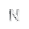 S925 sterling silver necklace featuring a polished letter N heart pendant in silver finish - White Gold DY130018 (N)
