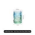 Blue and green gradient glacier textured glass cup, 250ml bark pattern tumbler - 250ML / Tree Bark Short Cup - Blue Green Gradient