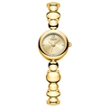 Luxurious gold bracelet watch with polished bead strap and sunray dial for women - Gold Case Gold Dial Gold Band
