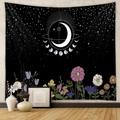 Bohemian moon phase and floral tapestry wall hanging for cozy home room decor - Brushed Fabric / 73X95CM