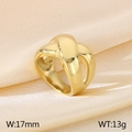 18k gold plated stainless steel wide crossover ring with a polished finish 17mm width - US 6 / Gold