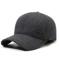 Gorra de béisbol de lana gris oscuro para hombre con protección para las orejas - Ajustable / Gris