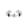 Geometrischer S925 Sterling Silber Ring mit mattschwarzer Emaille-Veredelung - Einstellbar Offen / Unregelmäßiger Rhombus Stil (JT935)