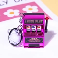 Miniature purple lucky slot machine keychain with metal ring and white ball charm - Rose Red + White Bell + Lobster Buckle / 1000 Minimum Order