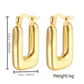 Minimalist 18K gold plated U-shaped rectangular hoop earrings with dimensions 2.2cm x 1.5cm - Rectangular Hollow (MS-013) / Gold
