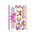 Colorful butterfly and flower temporary tattoo sticker QMYG17 with metallic gold foil - Fluorescent QMYG-017