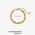18K vergoldetes Edelstahl-Gliederkettenarmband mit Karabinerverschluss und Verlängerung - Goldenes Torsion Halskette Armband Set (ZN352)