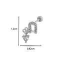Boucle d'oreille cartilage cœur argenté avec gemme zircone claire, 1,2 cm x 0,82 cm - Style Pendentif Cœur en U (4# Argent)