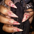 Lange stiletto plaknagels met bloederig marmerontwerp voor Halloween feest - Bloedmarmer Stiletto Stijl (CJCY-366)-Lijmtype