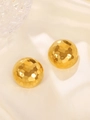Golden hammered semi-sphere stud earrings made of durable stainless steel for women - 18K Gold Plated Hammered Round (10761)