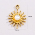 Detailed view of sunburst shell pendant with 18mm height and 13mm width dimensions - Sunburst with Pearl