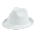 Detailed top view of a classic white wool felt fedora hat with structured crown indentation - 58cm / White