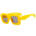 Gafas de sol retro cuadradas para niños en color amarillo brillante estilo Y2K - Montura Amarilla Lentes Grises