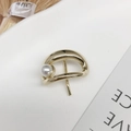 Minimalist golden metal hair hook for ponytail with white pearl accent in luxury style - Gold Pearl Ponytail Hook / 44# Gold