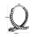 Antique silver snake hoop earring with 18.5mm width and textured scales finish - Snake Wrapped Hoop
