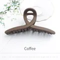 Matte finish coffee brown large shark hair claw clip for elegant women styling - Matte Texture / Coffee