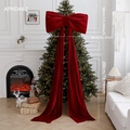 Large burgundy velvet Christmas bow decoration for holiday festive tree display - 200cm x 80cm / Medium Bow Style A / Burgundy