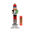 Wooden gingerbread chef nutcracker soldier at 38cm with red hat and Christmas box - Gingerbread Man Chef (Z3861)