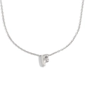 Collier en acier inoxydable argenté avec un pendentif en forme de lettre F évidée - Lettre F / Acier