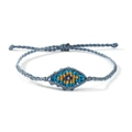 Bracelet tressé Evil Eye ajustable fait main en bleu pour la protection - Bleu gris