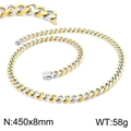 Collier maille cubaine bicolore or et argent en acier inoxydable 450x8mm avec fermoir boîte - Collier Or & Argent 450x8mm