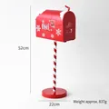 Red metal Christmas mailbox decoration with white snow top and Noel lettering, 52cm high - Snowflake Mailbox