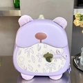 Detailed close-up of a purple hardshell bear backpack for kids with acorn detail - Purple