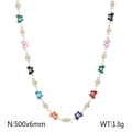 Collar de cuentas doradas con colgantes de mariposas coloridas y ojo turco - Color Mezclado (KN233674-Z)
