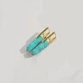 Elegant gold-plated hoop earrings with turquoise hexagonal pendants and green zircon accents - Green Zircon Natural Stone